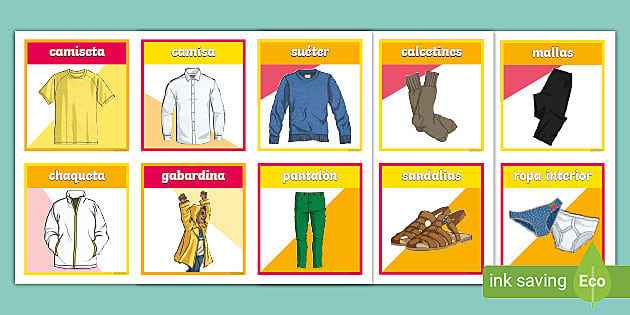20 Argentina Spanish Clothing Words with Flashcards