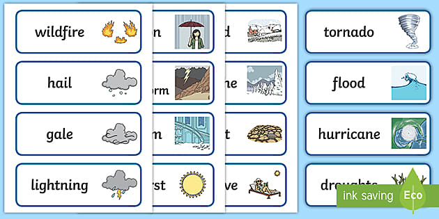 Extreme Weather Conditions Word Cards - Weather Vocabulary