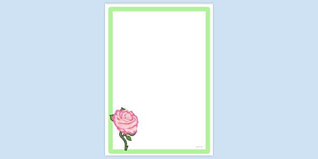 Free! - Green And Pink Rose Border Template - English