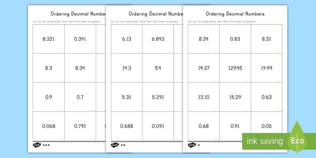 Ordering Decimals Activity Worksheets Teacher Made