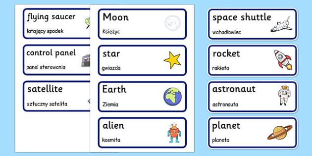 Spaceship Word Cards Polish Translation Teacher Made