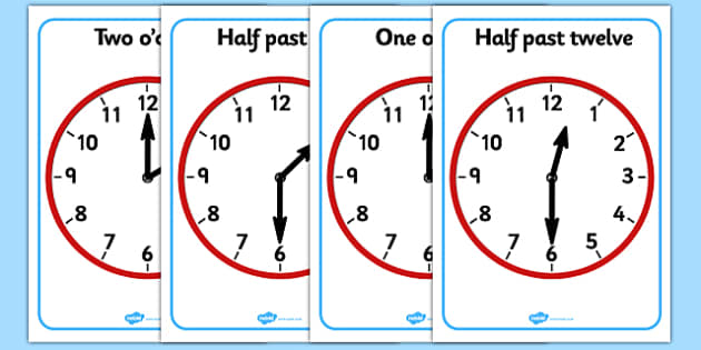 O Clock and Half Past Clocks Display | Editable Clock Faces