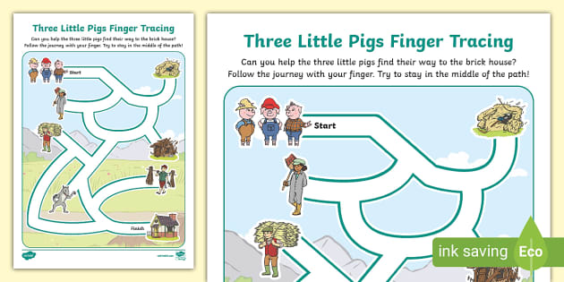 Three Little Pigs Finger Tracing Activity (teacher made)