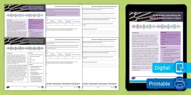 Energy: Measure the Speed of Sound Experiment - WORKSHEET – CLASSROOM  COMPLETE PRESS