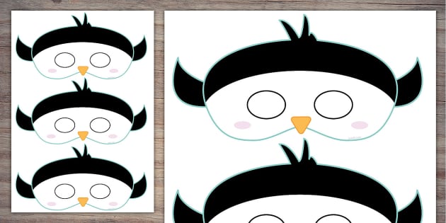 op vakantie Vulkaan Opblazen Penguin Character Mask | Twinkl Party (teacher made)