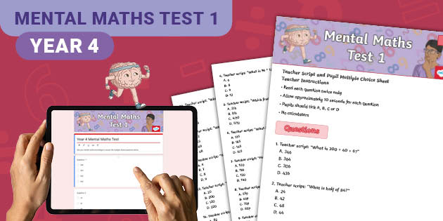 Year 4 Mental Maths Test 1