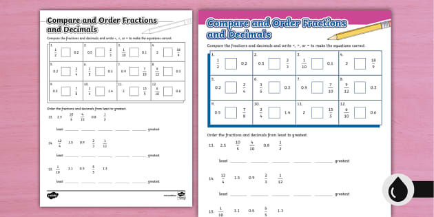 order fractions and decimals lesson 2 homework answer key