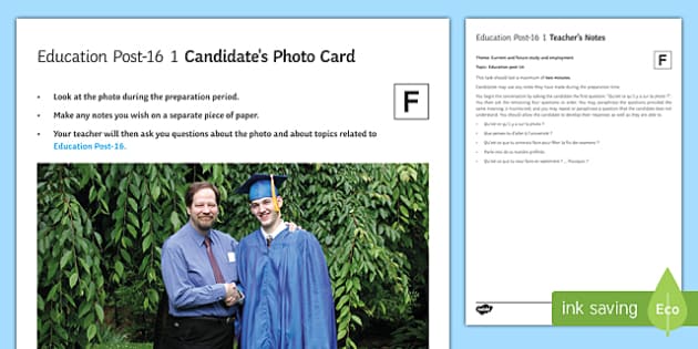 Education Post 16 1 GCSE Foundation Tier Photo-Card French