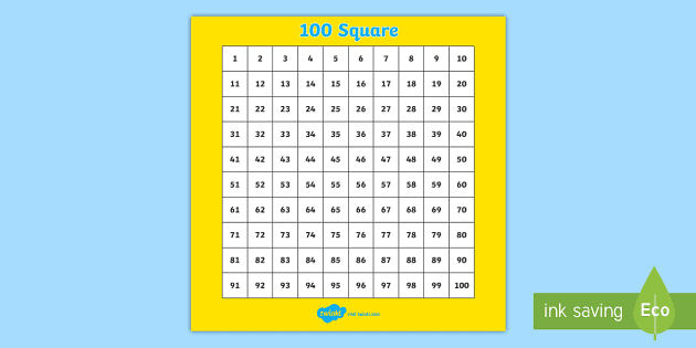 100 Number Square Printable Ks1 Maths Resources