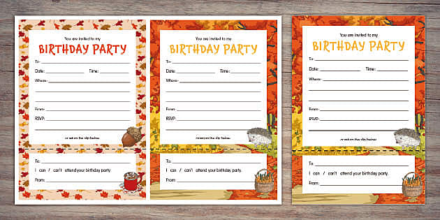 Autumn Birthday Invitations | Twinkl Party - Twinkl