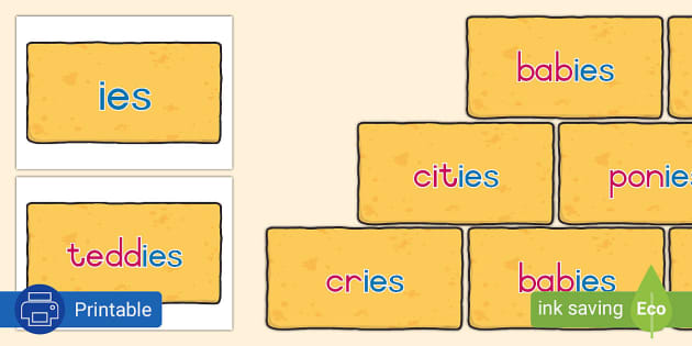 Grade 2 Phonics: -ies Word Wall Cards (teacher made)
