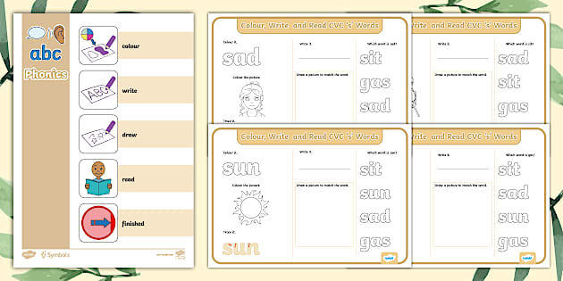 SEND Structured Steps CVC 's' Words Colour, Write and Read