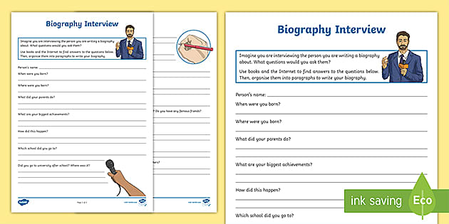 biography worksheet for grade 4