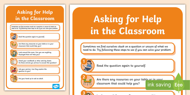 Asking for Help in the Classroom Poster - Twinkl