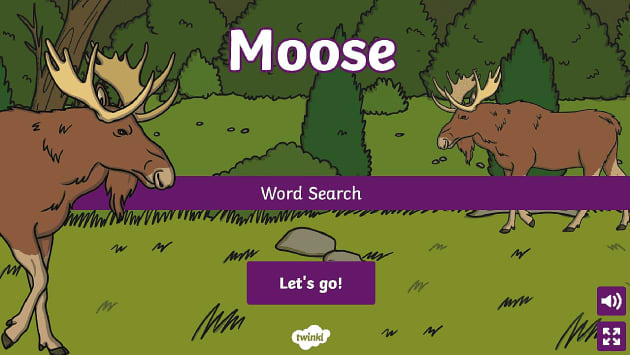 Interactive Moose Themed Word Search