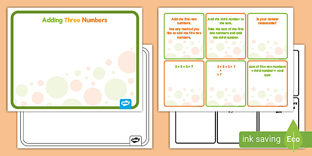Adding Three Numbers Anchor Chart (teacher made) - Twinkl