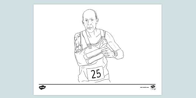 Derek Rae Para-Games Runner Colouring Sheet