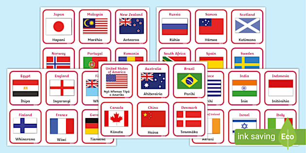 National Flag Flashcards | Ngā Whenua me ngā haki | Twinkl