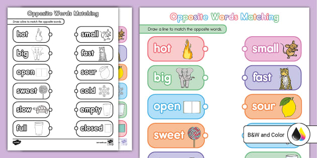 Opposites matching game - ESL worksheet by Nicola5052