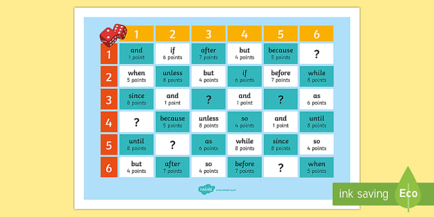 years 3 and 4 grammar conjunction challenge game