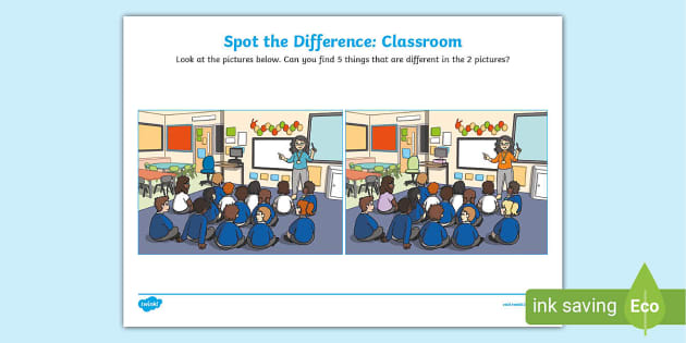 Spot the Difference Classroom - Twinkl