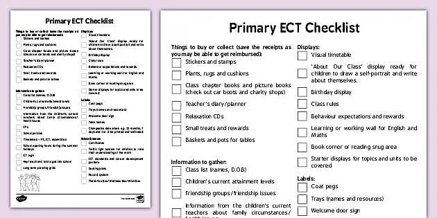 Ect Checklist Primary Resource
