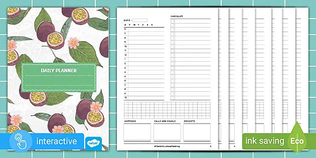 Passion fruit theme Daily Planner Booklet