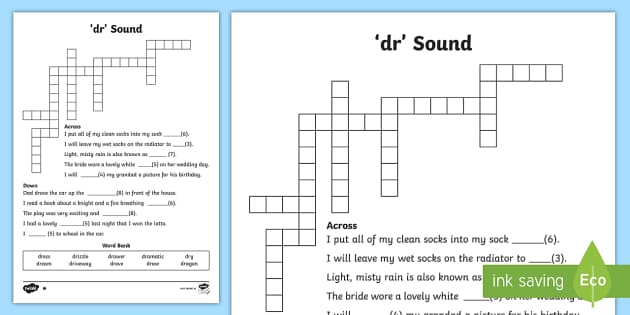 #39 dr #39 Sound Differentiated Crossword (teacher made) Twinkl