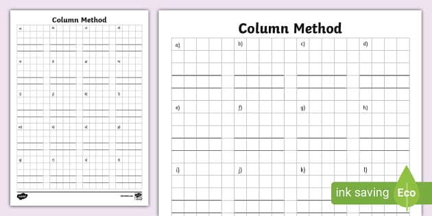 👉 Blank Column Method Worksheet (teacher made) - Twinkl