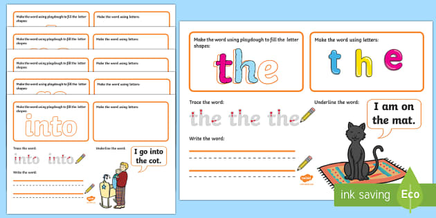 KS1 Writing Practice EYFS Phase 2-5 Phonics Tricky Words Wipe Clean mats 