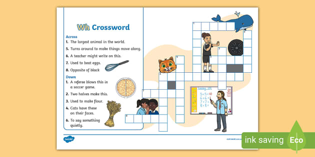 wh Crossword (Teacher Made) Twinkl