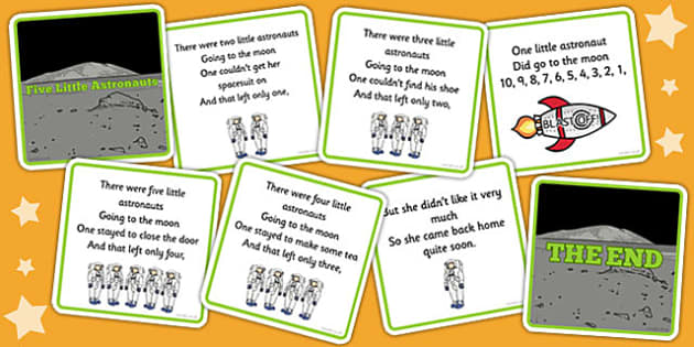 Five Little Astronauts Counting Song Sequencing Cards