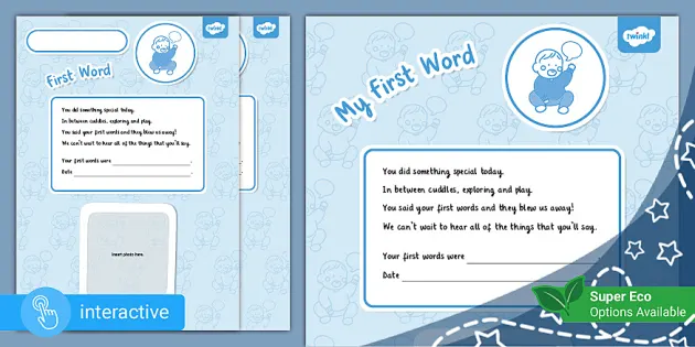 My First Moments - My First Words (Teacher-Made) - Twinkl