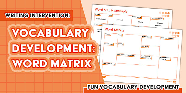 Writing Intervention: Vocabulary Development - Word Matrix
