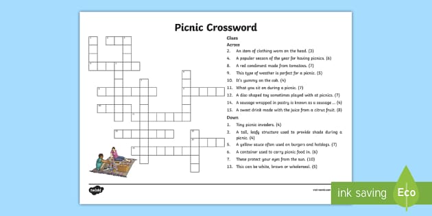 Picnic Crossword (teacher made) Twinkl