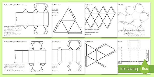 Taflenni Gweithgaredd Rhwydi Siapiau 3D (teacher made)