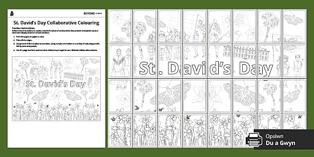 St. David's Day Collaborative Colouring - Twinkl