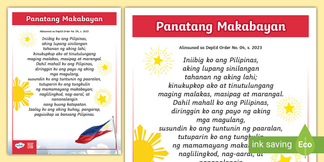 Panatang Makabayan Poster Highschool (teacher made) - Twinkl