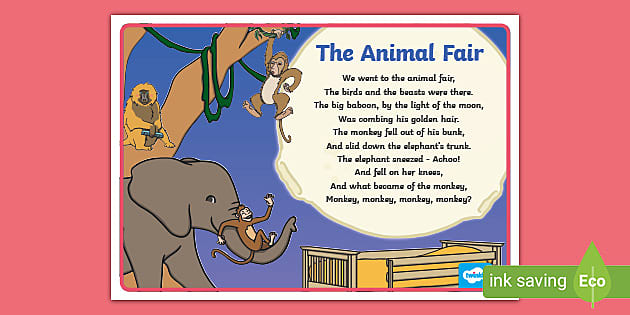 The Animal Fair Nursery Rhyme Poster | Kindergarten | Twinkl