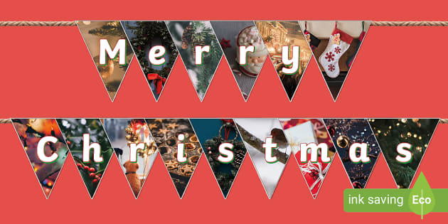 Merry Christmas Photo Bunting (Teacher-Made) - Twinkl