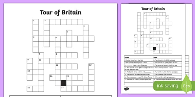 Tour of Britain Crossword (teacher made) Twinkl