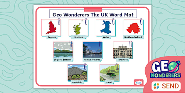 Geo Wonderers KS1 The UK Pictorial Word Mat Lesson Four