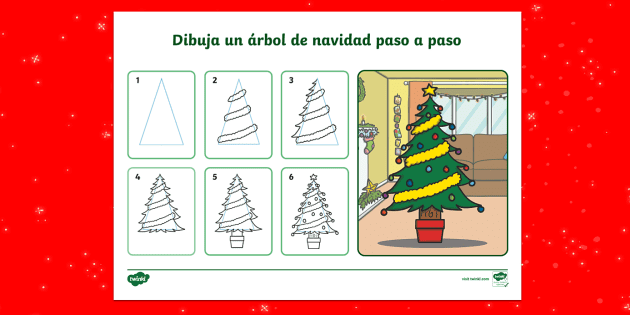 Manualidad: dibuja un árbol de navidad paso a paso - Twinkl