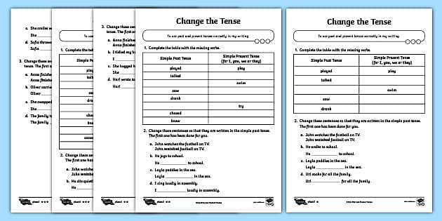 change the tense worksheet teacher made