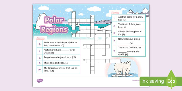 KS1 Polar Regions Crossword (teacher made) Twinkl