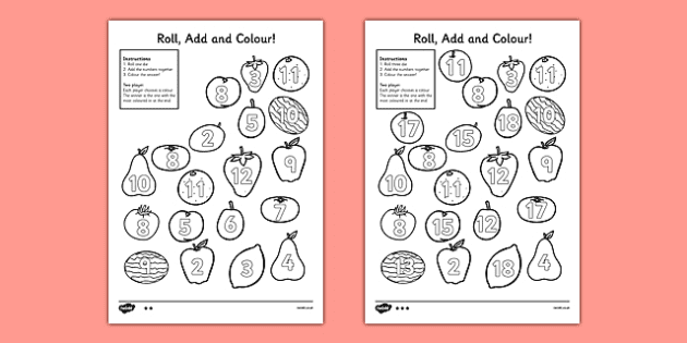 Multiplication Roll and Color Activity (Two Dice) - Twinkl