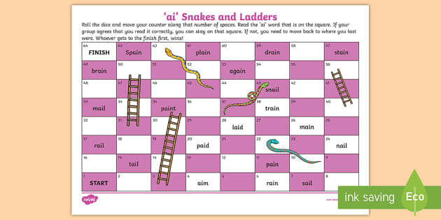 FREE! - 'ai' Phonics Game - Snakes and Ladders - Learning