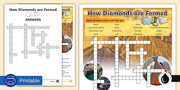 How Diamonds are Formed Crossword (teacher made) Twinkl