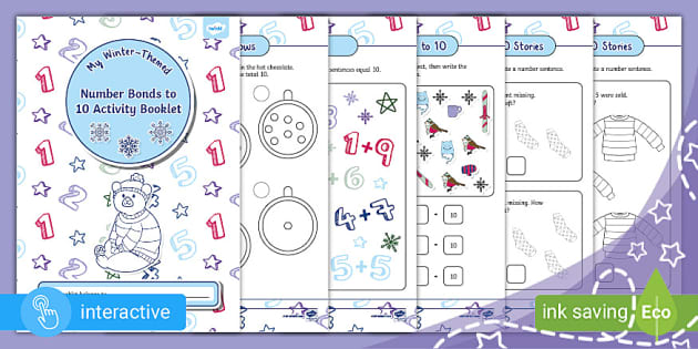 Winter-themed Number Bonds To 10 Activity Booklet - Twinkl