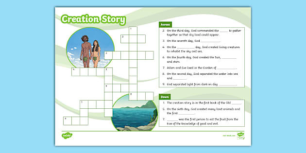 KS2 Creation Story Crossword Religion (teacher made)